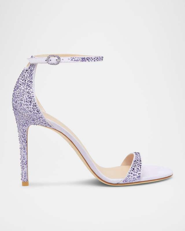 Nudist Embellished Silk Ankle-Strap Sandals